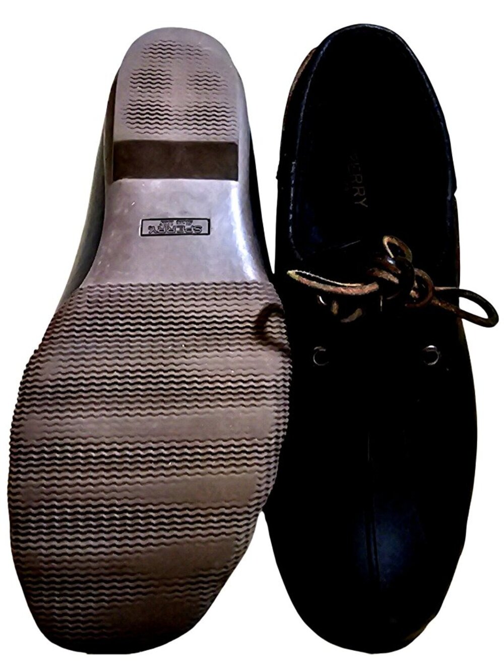 Sperry Womens Black Duck Shoes Size 10M Waterproof Leather Rubber Sole Lace-Up - Picture 7 of 9